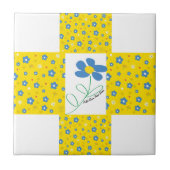 黄色と青の花 タイル (正面)