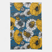 黄色と青の草原 キッチンタオル (縦)