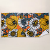 黄色と青の草原 ビーチタオル (正面)
