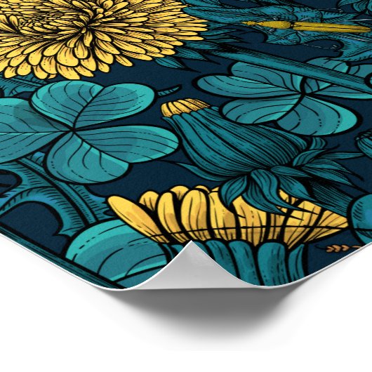 黄色と青の草原 ポスター (角)