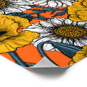 黄色と青の草原 ポスター (角)