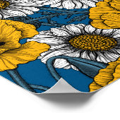 黄色と青の草原 ポスター (角)