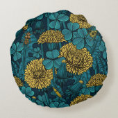 黄色と青の草原 ラウンドクッション (裏面)