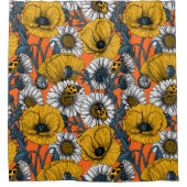 黄色と青の草地は シャワーカーテン (正面)