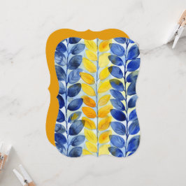 黄色と青の葉フラットカード