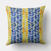 黄色と青の葉 クッション (裏面)