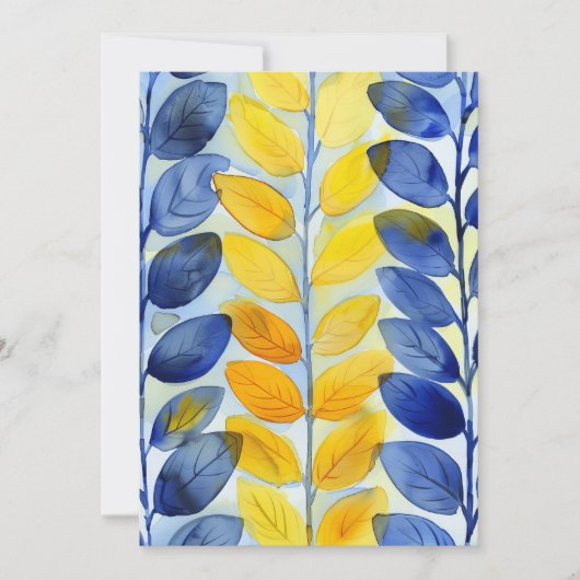黄色と青の葉 サンキューカード (正面)