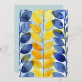 黄色と青の葉 サンキューカード (正面/裏面)