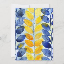 黄色と青の葉 サンキューカード