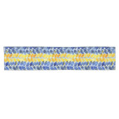 黄色と青の葉 ショートテーブルランナー (横)