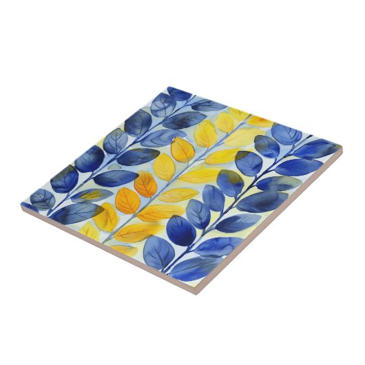 黄色と青の葉 タイル (側面)