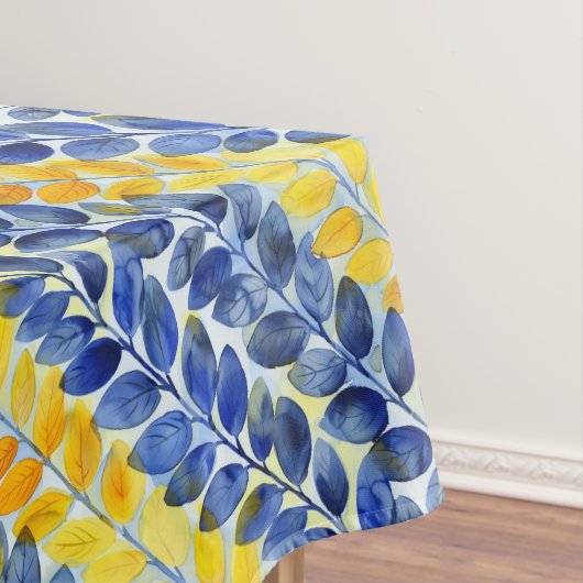 黄色と青の葉 テーブルクロス (インサイチュ)