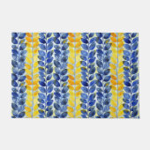 黄色と青の葉 ドアマット (正面)