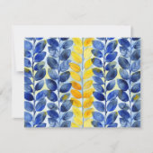 黄色と青の葉 ノートカード (正面)