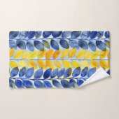 黄色と青の葉 バスタオルセット (ハンドタオル)