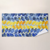 黄色と青の葉 バスタオル (バスタオル)