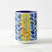 黄色と青の葉 マグカップ (中央)