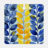 黄色と青の葉 メタルオーナメント (裏面)