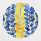 黄色と青の葉 ラベル (デザイン2)