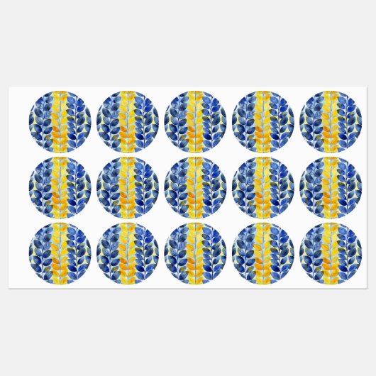 黄色と青の葉 ラベル (シート)