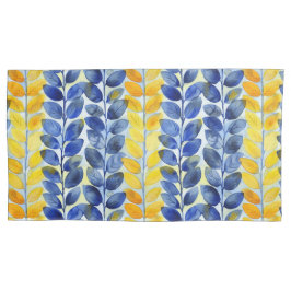 黄色と青の葉 枕カバー