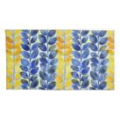 黄色と青の葉 枕カバー (裏面-右)