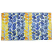 黄色と青の葉 枕カバー (正面右)