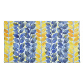 黄色と青の葉 枕カバー (裏面-左)