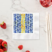 黄色と青の葉 縁ありカクテルナプキン (インサイチュ)