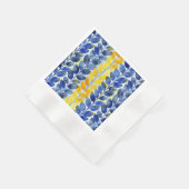 黄色と青の葉 縁ありカクテルナプキン (角)