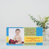 黄色と青の誕生日ボーイフォトカード (スタンド正面)