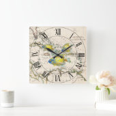 黄色と青の魚～西インディ～カリブの海 スクエア壁時計 (ホーム)