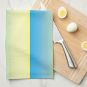 黄色と青の2トーン キッチンタオル (四つ折り)