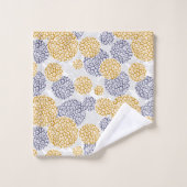 黄色と青ヒョウの皮のプリント付き円 バスタオルセット (ウォッシュタオル)