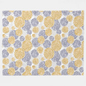 黄色と青ヒョウの皮のプリント付き円 フリースブランケット (正面(横))