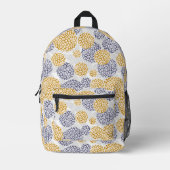 黄色と青ヒョウの皮のプリント付き円 プリントバックパック (正面)