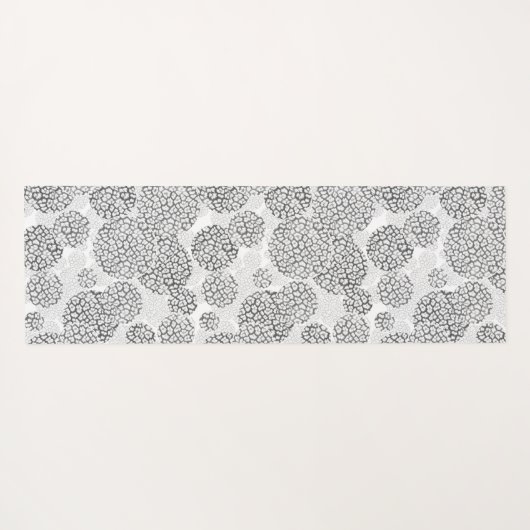 黄色と青ヒョウの皮のプリント付き円 ヨガマット (裏面(横))