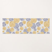 黄色と青ヒョウの皮のプリント付き円 ヨガマット (正面(横))