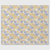 黄色と青ヒョウの皮のプリント付き円 ラッピングペーパー (フラット)