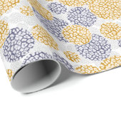 黄色と青ヒョウの皮のプリント付き円 ラッピングペーパー (ロールコーナー)