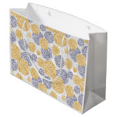 黄色と青ヒョウの皮のプリント付き円 ラージペーパーバッグ (裏面アングル)