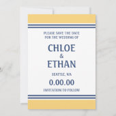 黄色と青航海の日付の保存 セーブザデート (裏面)