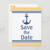 黄色と青航海の日付の保存 案内ポストカード (正面/裏面)