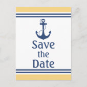 黄色と青航海の日付の保存 案内ポストカード (正面)