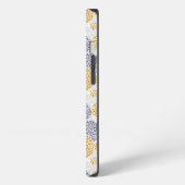 黄色と青色のヒョウ柄の円 iPhoneケース (左側面)