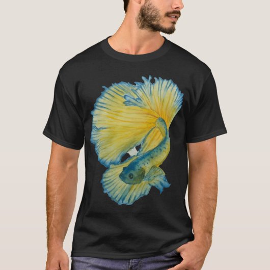 黄色と青色のベタ Tシャツ (正面)