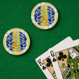 黄色と青色の葉 ポーカーチップ