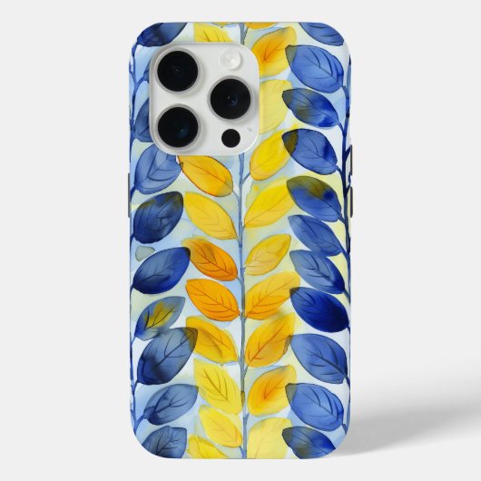 黄色と青色の葉 Case-Mate iPhoneケース (裏面)