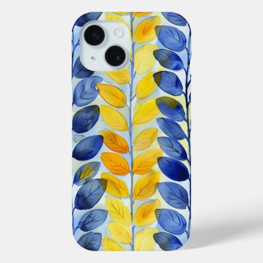黄色と青色の葉 Case-Mate iPhoneケース (裏面)