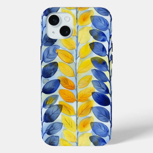 黄色と青色の葉 Case-Mate iPhoneケース (裏面)